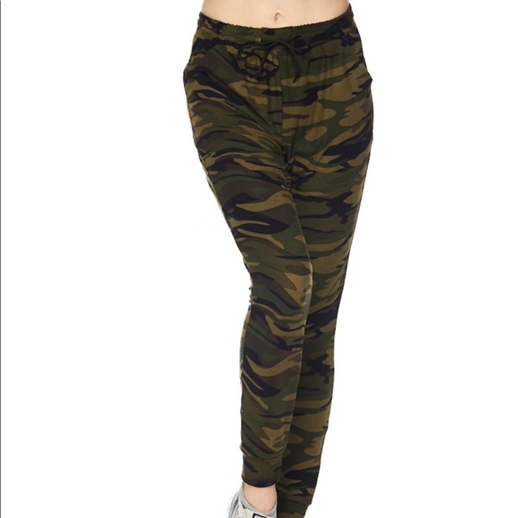 Soft Olive Green Camouflage Joggers - Picture 3 of 7